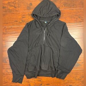 Old Navy Black Oversized Cropped Hoodie, XXL Tall, Good Condition Cotton Hoodie